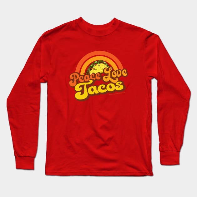 PEACE LOVE TACOS - Retro Rainbow Long Sleeve T-Shirt by Jitterfly